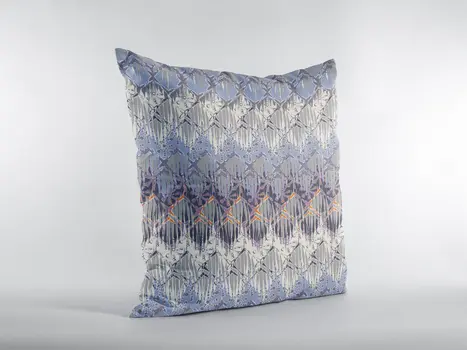 18” Blue Gray Hatch Zippered Suede Throw Pillow