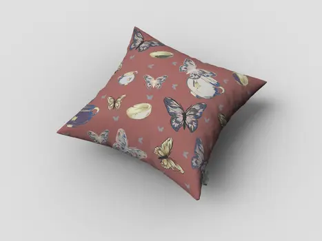 18" Copper Rose Butterflies Zippered Suede Throw Pillow