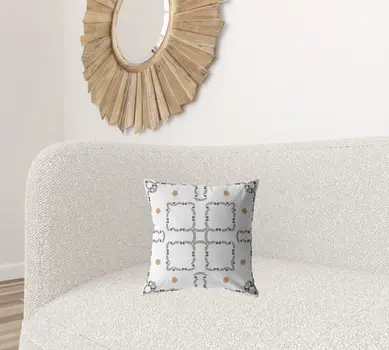 16” White Floral Suede Zippered Throw Pillow
