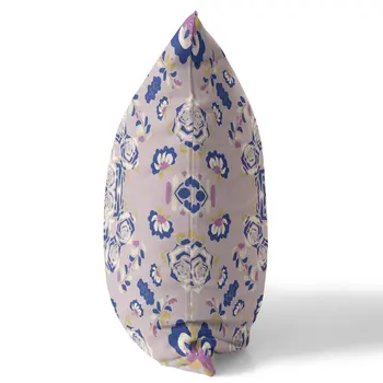 20” Lavender Blue Wreath Indoor Outdoor Zippered Throw Pillow