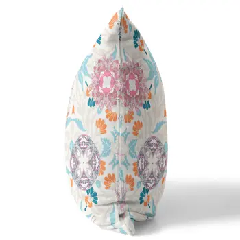 20" Pink Blue Peacock Indoor Outdoor Zip Throw Pillow