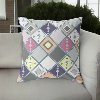 26” Beige Pink Tile Indoor Outdoor Zippered Throw Pillow
