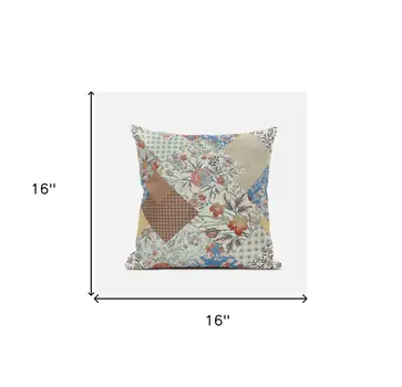 16" Orange Yellow Floral Suede Throw Pillow