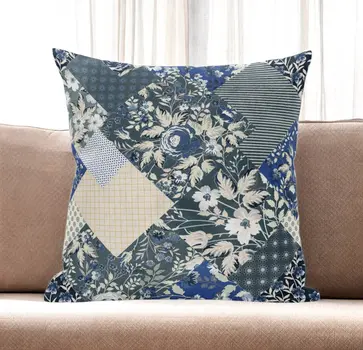 20" Gray Cream Floral Suede Throw Pillow