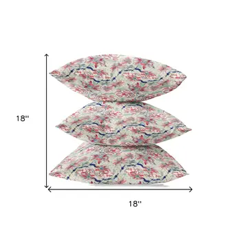 18" Red Pale Green Roses Suede Throw Pillow