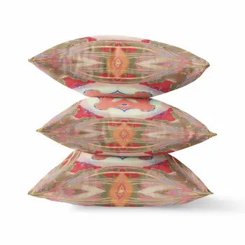26” Peach Green Geo Tribal Indoor Outdoor Throw Pillow