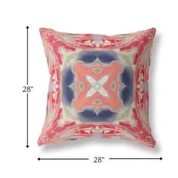 28” Red Cream Geo Tribal Indoor Outdoor Throw Pillow