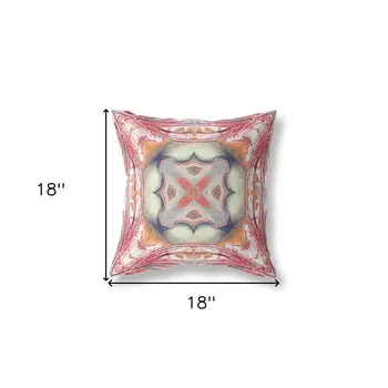 18” Red Orange Geo Tribal Indoor Outdoor Throw Pillow