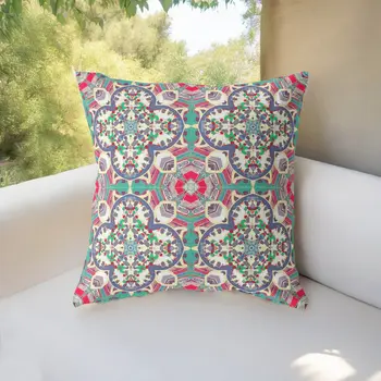 26" Gray Pink Cloverleaf Indoor Outdoor Throw Pillow