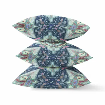 16" Aqua Blue Boho Chic Pattern Suede Throw Pillow
