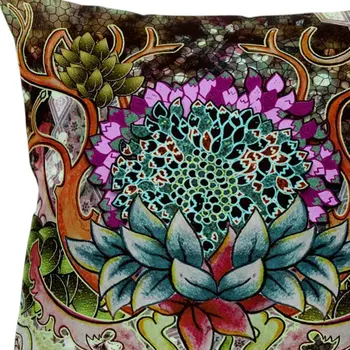 20” Green Orange Flower Bloom Suede Throw Pillow
