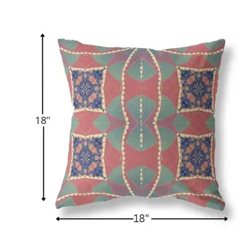 18" Red Green Cosmic Circle Boho Suede Throw Pillow