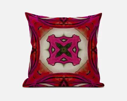 20” Hot Pink Geo Tribal Suede Throw Pillow