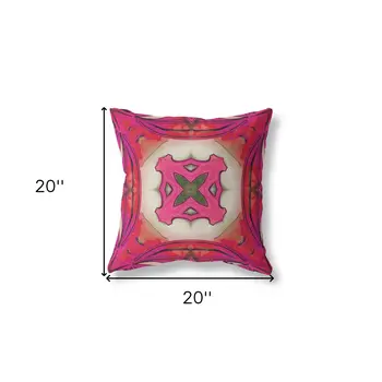 20” Hot Pink Geo Tribal Suede Throw Pillow