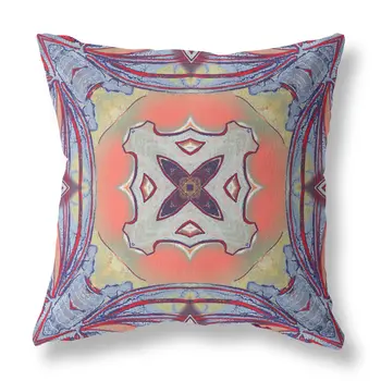 20” Purple Orange Geo Tribal Suede Throw Pillow
