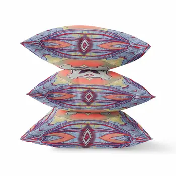 20” Purple Orange Geo Tribal Suede Throw Pillow