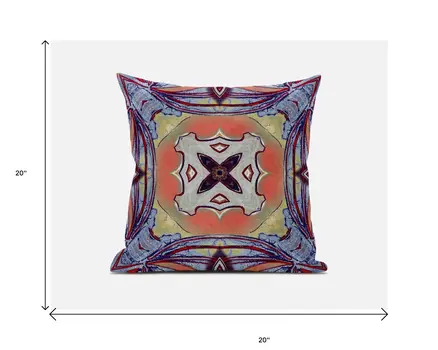 20” Purple Orange Geo Tribal Suede Throw Pillow