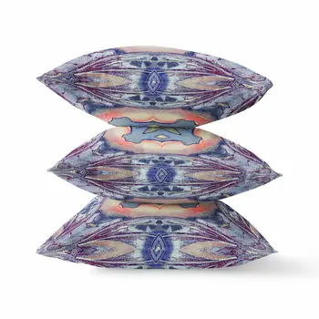 20” Indigo Peach Geo Tribal Suede Throw Pillow