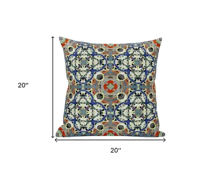 20" Blue Cream Cloverleaf Boho Suede Throw Pillow