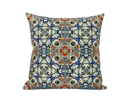 20" Blue Cream Cloverleaf Boho Suede Throw Pillow