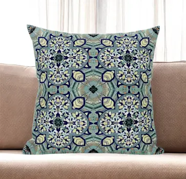 20" Green Cream Cloverleaf Boho Suede Throw Pillow