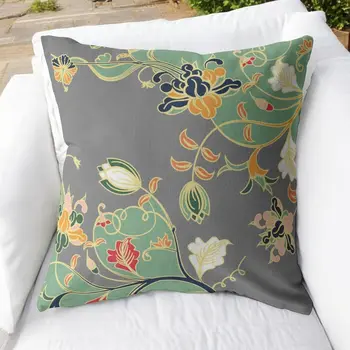 16" Green Gray Garden Indoor Outdoor Throw Pillow