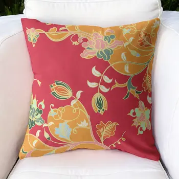 16" Orange Red Garden Indoor Outdoor Throw Pillow
