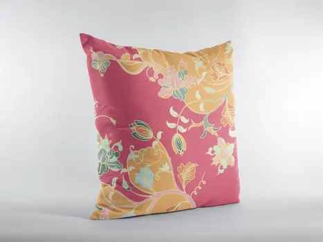 20" Orange Red Garden Indoor Outdoor Throw Pillow