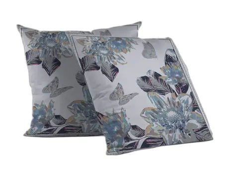 18” Gray White Butterfly Indoor Outdoor Throw Pillow