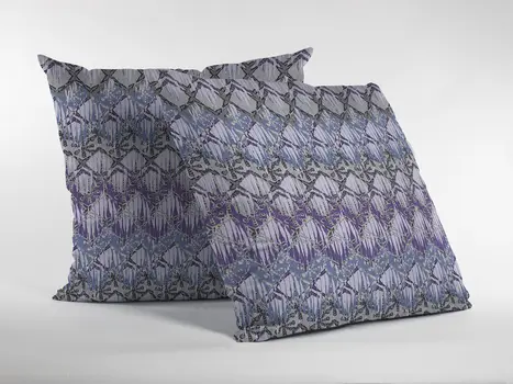 26” Purple Gray Hatch Indoor Outdoor Throw Pillow