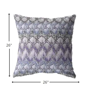 26” Purple Gray Hatch Indoor Outdoor Throw Pillow
