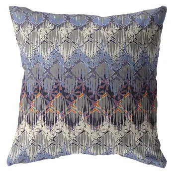 20” Blue Gray Hatch Indoor Outdoor Throw Pillow