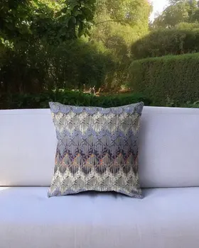 20” Blue Gray Hatch Indoor Outdoor Throw Pillow