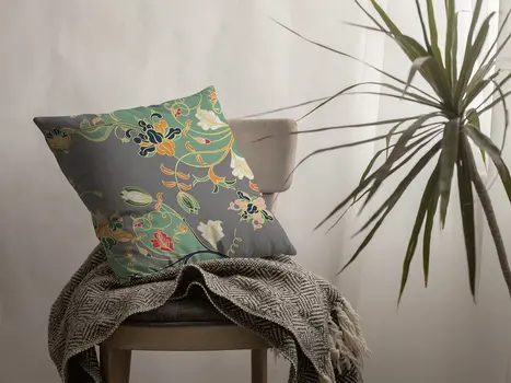 26" Green Gray Garden Indoor Outdoor Zippered Throw Pillow