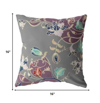 16" Orange Red Garden Indoor Outdoor Zippered Throw Pillow