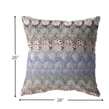 26” Orange Gray Hatch Indoor Outdoor Zippered Throw Pillow