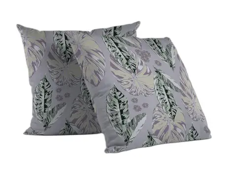 20” Blue Purple Tropical Leaf Indoor Outdoor Zippered Throw Pillow