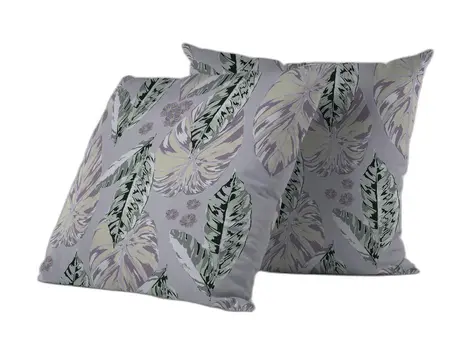 20” Blue Purple Tropical Leaf Indoor Outdoor Zippered Throw Pillow