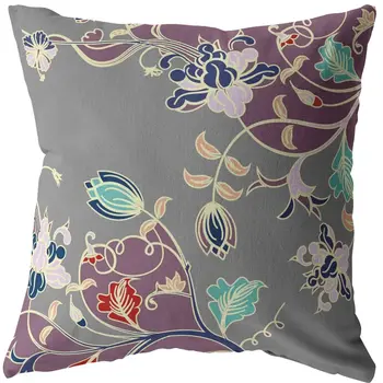 18" Orange Red Garden Decorative Suede Throw Pillow