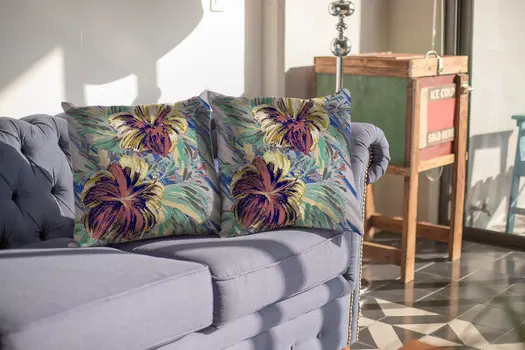 20” Terracotta Hibiscus Suede Decorative Throw Pillow