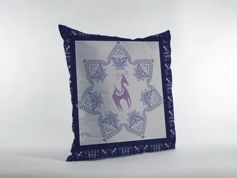 16” Gray Purple Horse SuedeThrow Pillow