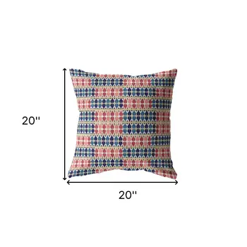 20" Red Blue Spades Suede Throw Pillow