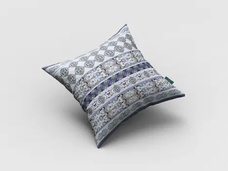16” Navy White Strips Boho Suede Throw Pillow