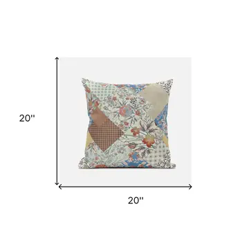 20" Orange Yellow Floral Zippered Suede Throw Pillow