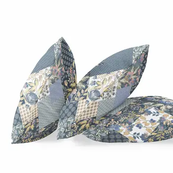 18" Black Yellow Floral Zippered Suede Throw Pillow