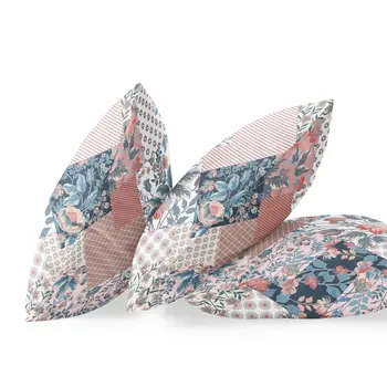 20" White Pink Floral Zippered Suede Throw Pillow