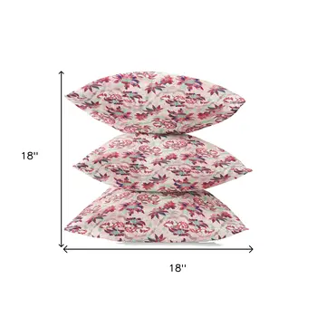 18" Red White Roses Zippered Suede Throw Pillow