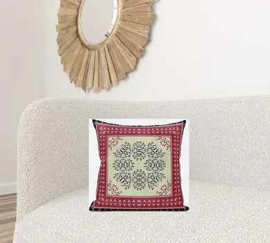 18" X 18" Muted Pink Grey Geometric Zippered Suede Throw Pillow