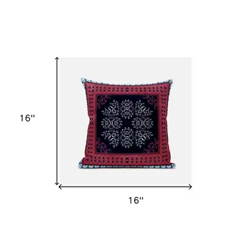16" X 16" Light Blue White Geometric Zippered Suede Throw Pillow