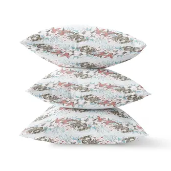 28" X 28" Light Blue Blown Seam Floral Indoor Outdoor Throw Pillow